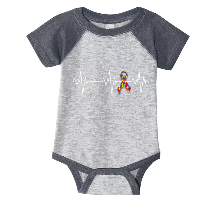 Autism Ribbon Heartbeat Pulse Infant Baby Jersey Bodysuit