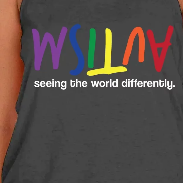 Autism Seeing The World Differently Women's Knotted Racerback Tank