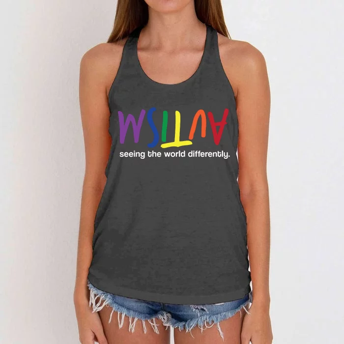 Autism Seeing The World Differently Women's Knotted Racerback Tank