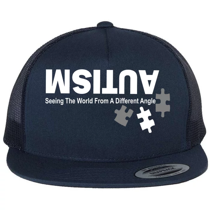 Autism Seeing The World From A Different Angle Flat Bill Trucker Hat