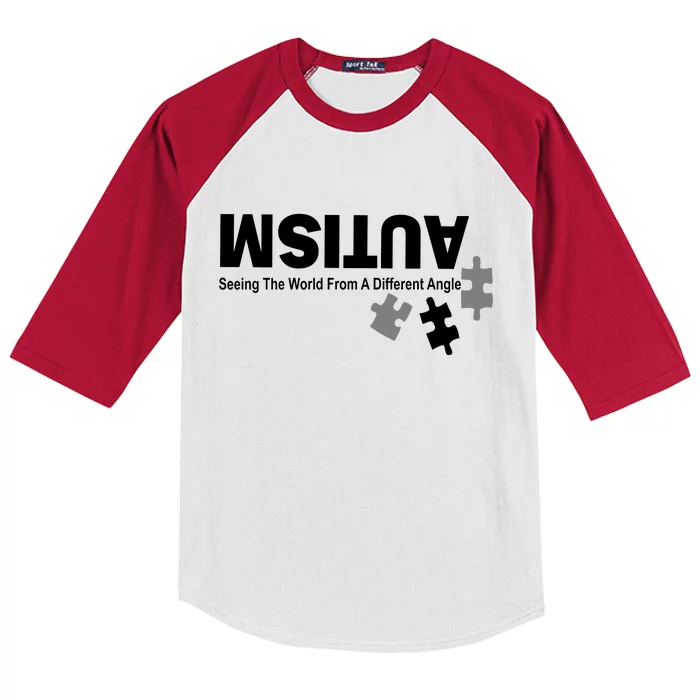 Autism Seeing The World From A Different Angle Kids Colorblock Raglan Jersey