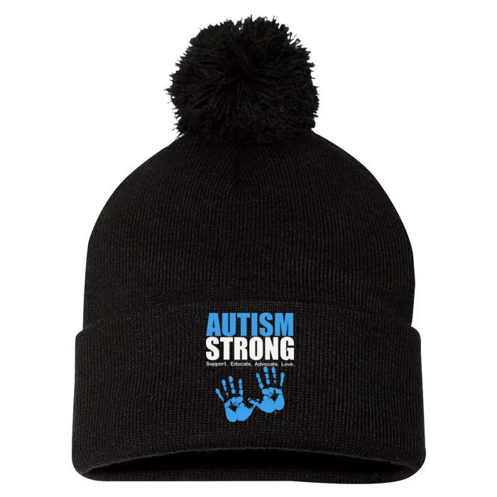 Autism Strong Pom Pom 12in Knit Beanie