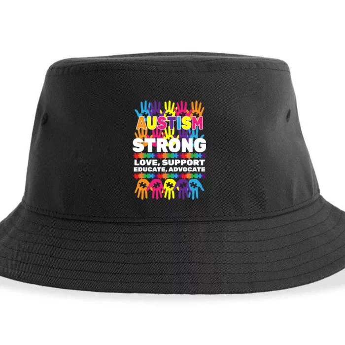 Autism Strong Handprints Love Support Sustainable Bucket Hat