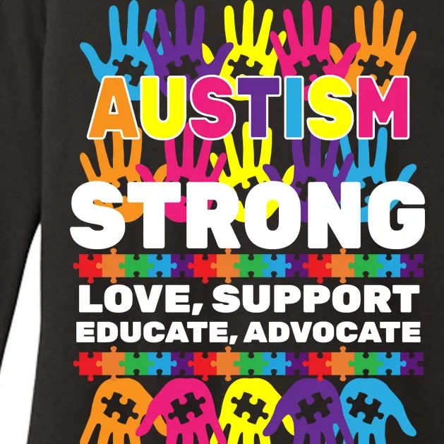 Autism Strong Handprints Love Support Womens CVC Long Sleeve Shirt