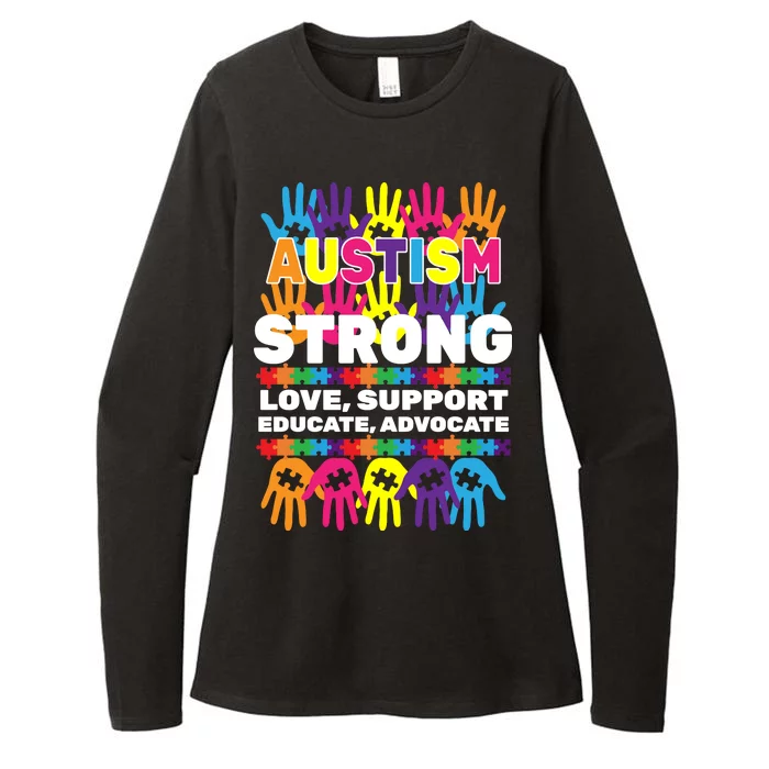 Autism Strong Handprints Love Support Womens CVC Long Sleeve Shirt