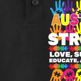 Autism Strong Handprints Love Support Dry Zone Grid Performance Polo