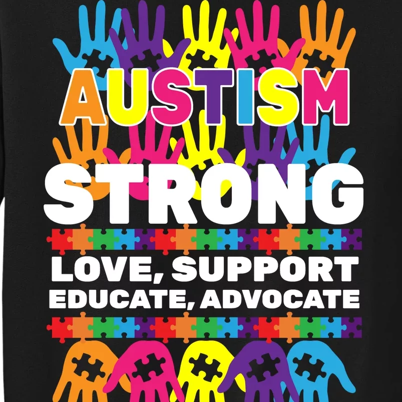 Autism Strong Handprints Love Support Tall Sweatshirt