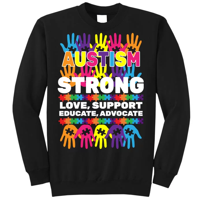 Autism Strong Handprints Love Support Tall Sweatshirt