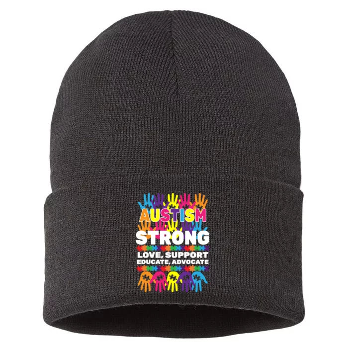 Autism Strong Handprints Love Support Sustainable Knit Beanie