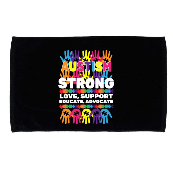 Autism Strong Handprints Love Support Microfiber Hand Towel