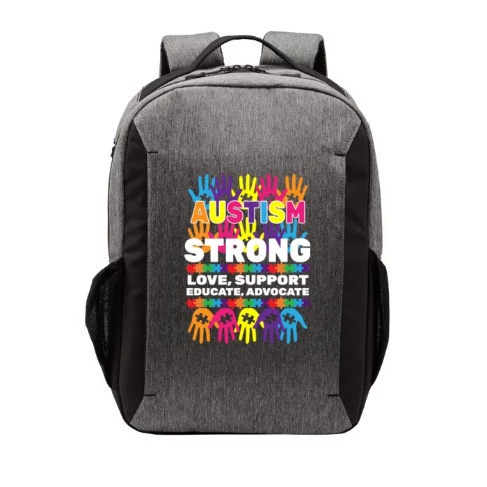 Autism Strong Handprints Love Support Vector Backpack