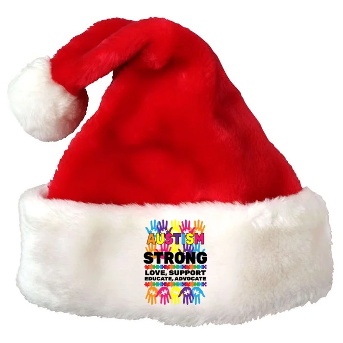 Autism Strong Handprints Love Support Premium Christmas Santa Hat