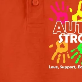 Autism Strong Love Support Educate Advocate Dry Zone Grid Performance Polo