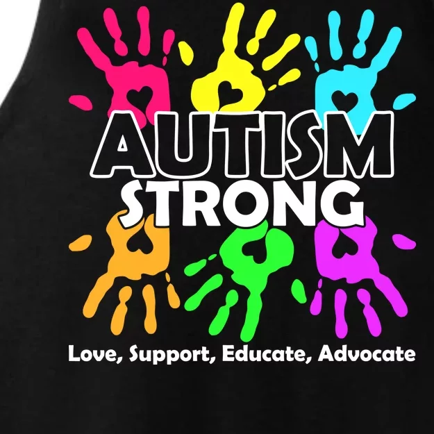 Autism Strong Love Support Educate Advocate Ladies Tri-Blend Wicking Tank