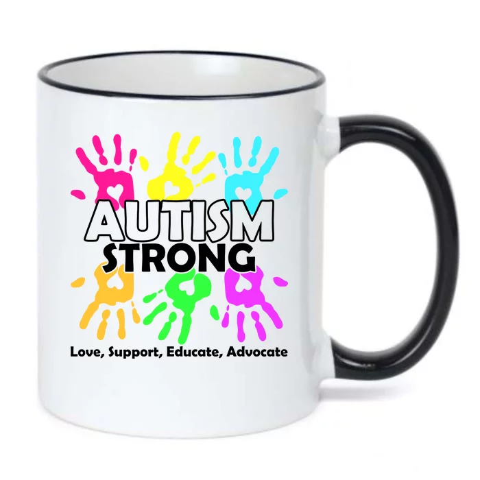 Autism Strong Love Support Educate Advocate Black Color Changing Mug