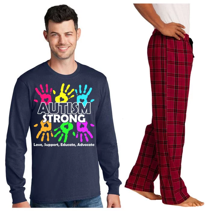 Autism Strong Love Support Educate Advocate Long Sleeve Pajama Set