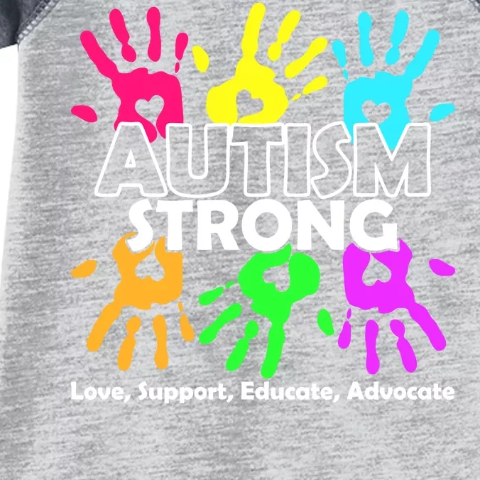 Autism Strong Love Support Educate Advocate Infant Baby Jersey Bodysuit