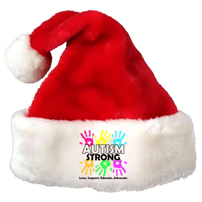 Autism Strong Love Support Educate Advocate Premium Christmas Santa Hat