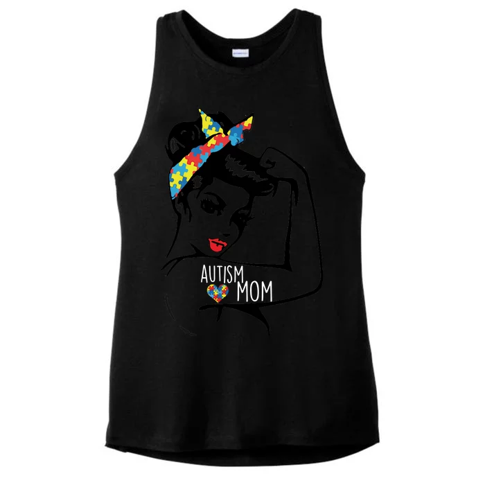 Autism Strong Mom Ladies Tri-Blend Wicking Tank