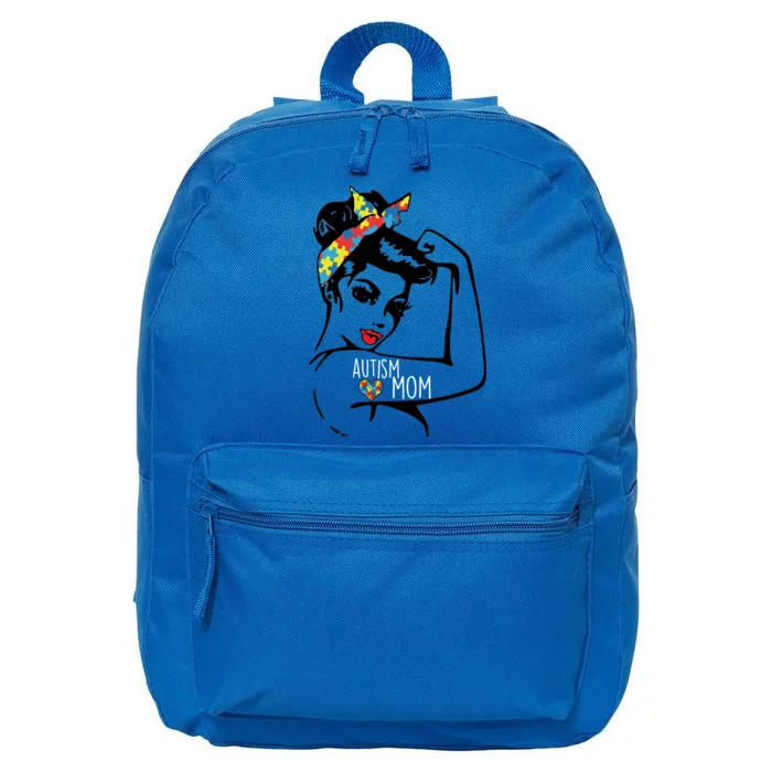 Autism Strong Mom 16 in Basic Backpack