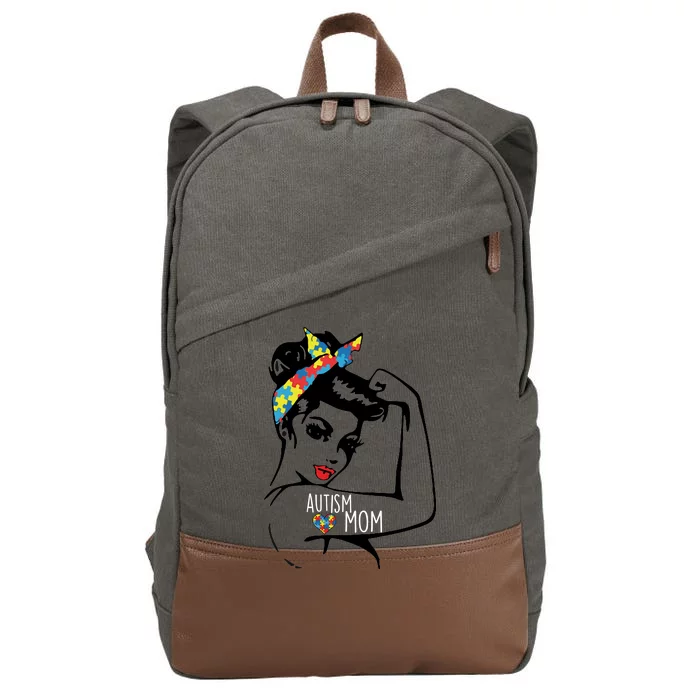 Autism Strong Mom Cotton Canvas Backpack