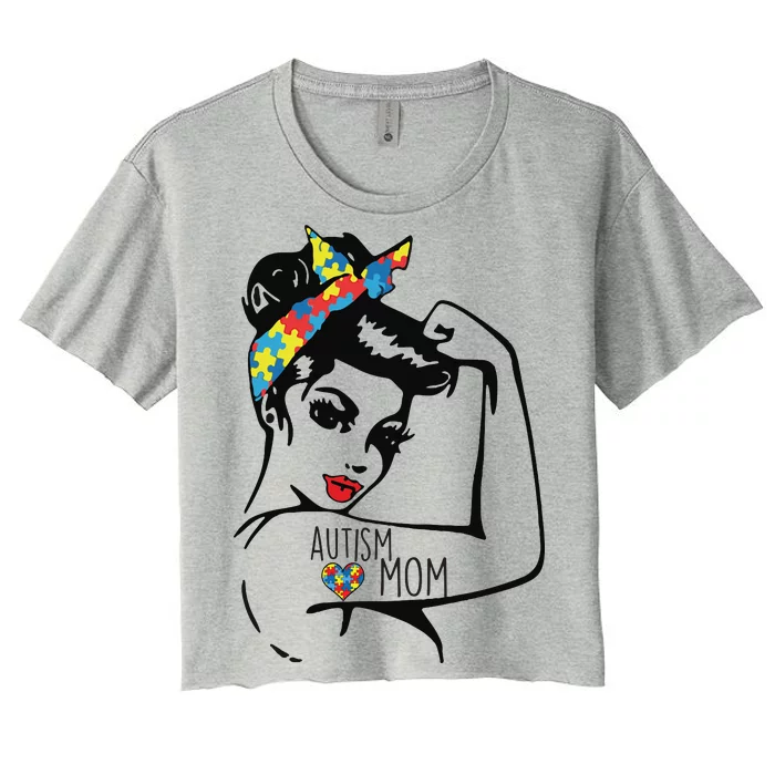 Autism Strong Mom Women's Crop Top Tee