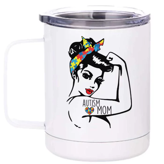 Autism Strong Mom Front & Back 12oz Stainless Steel Tumbler Cup