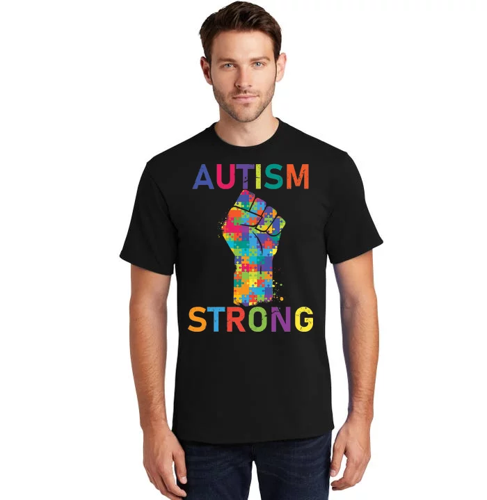 Autism Strong Retro Fist Autism Awareness Tall T-Shirt