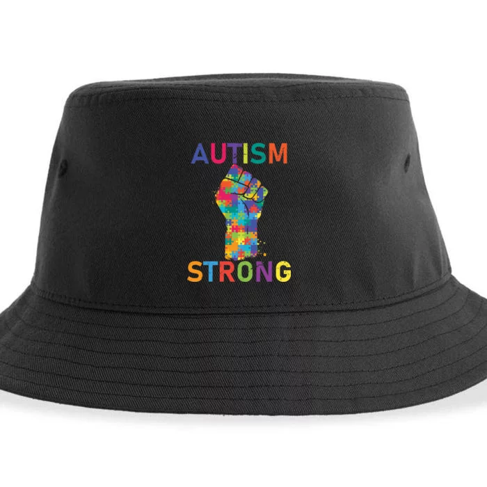 Autism Strong Retro Fist Autism Awareness Sustainable Bucket Hat