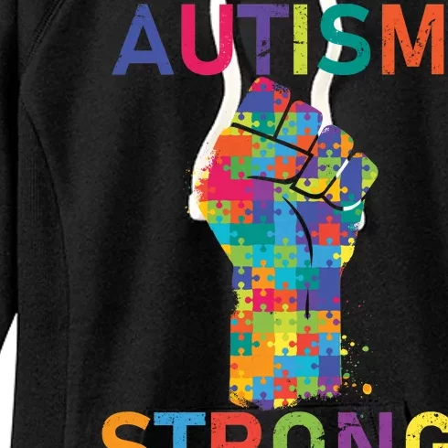 Autism Strong Retro Fist Autism Awareness Women's Fleece Hoodie