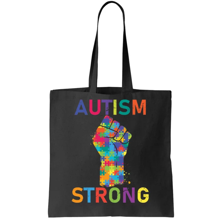 Autism Strong Retro Fist Autism Awareness Tote Bag