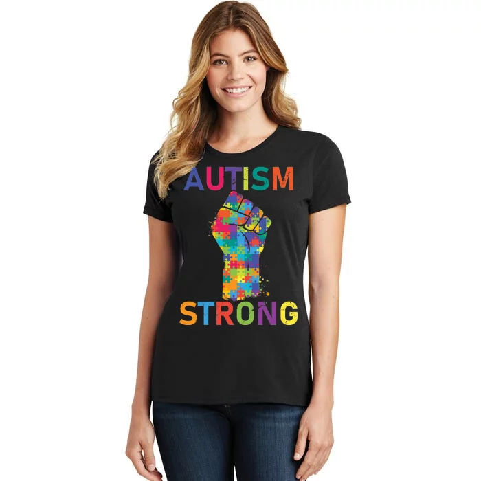 Autism Strong Retro Fist Autism Awareness Women's T-Shirt