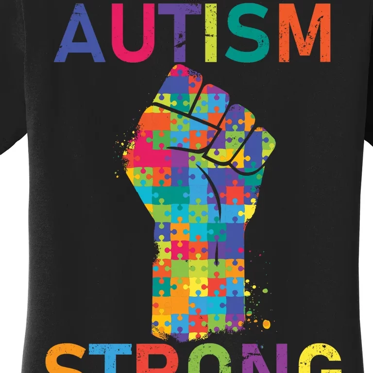 Autism Strong Retro Fist Autism Awareness Women's T-Shirt