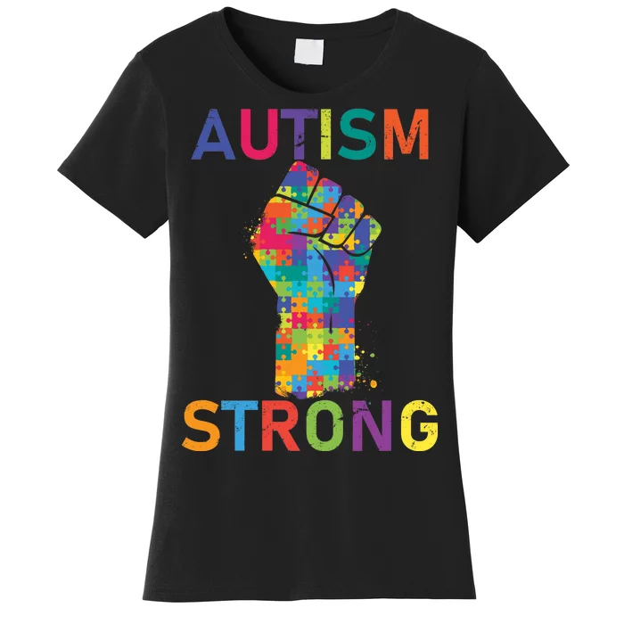 Autism Strong Retro Fist Autism Awareness Women's T-Shirt