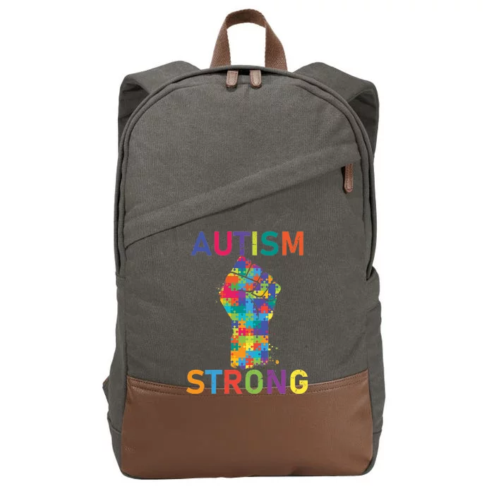 Autism Strong Retro Fist Autism Awareness Cotton Canvas Backpack