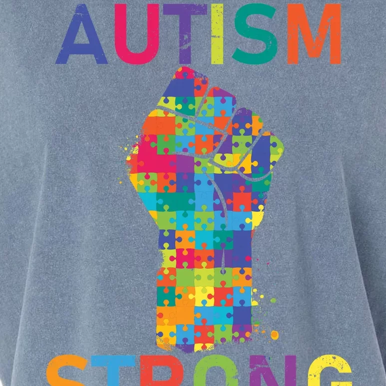 Autism Strong Retro Fist Autism Awareness Garment-Dyed Women's Muscle Tee