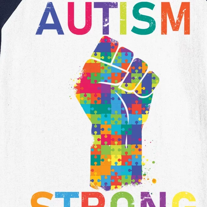 Autism Strong Retro Fist Autism Awareness Baseball Sleeve Shirt