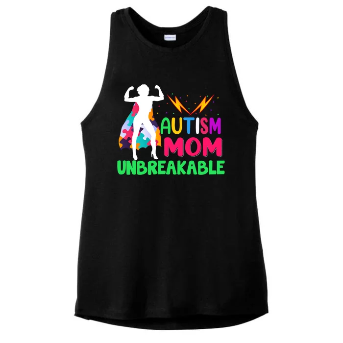 Autism Super Mom Unbreakable Ladies Tri-Blend Wicking Tank