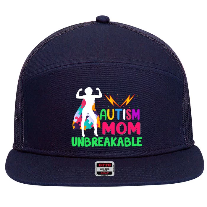 Autism Super Mom Unbreakable 7 Panel Mesh Trucker Snapback Hat