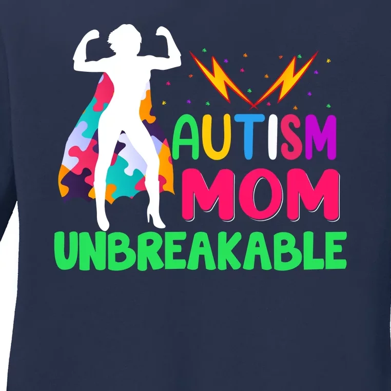 Autism Super Mom Unbreakable Ladies Long Sleeve Shirt