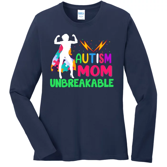 Autism Super Mom Unbreakable Ladies Long Sleeve Shirt