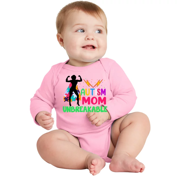 Autism Super Mom Unbreakable Baby Long Sleeve Bodysuit