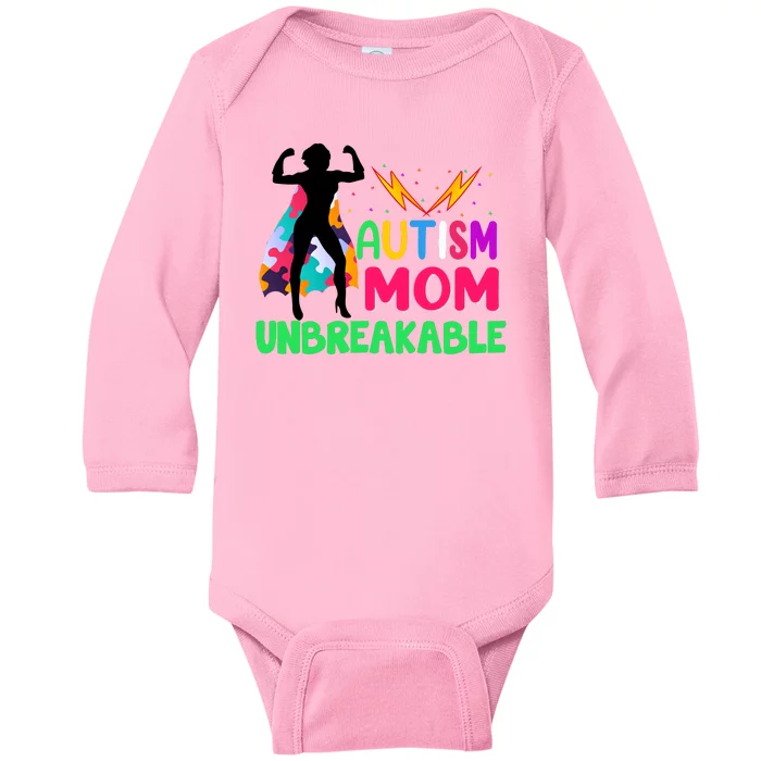 Autism Super Mom Unbreakable Baby Long Sleeve Bodysuit