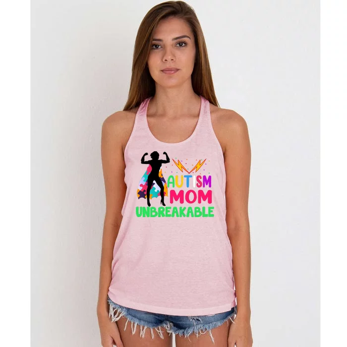 Autism Super Mom Unbreakable Women's Knotted Racerback Tank