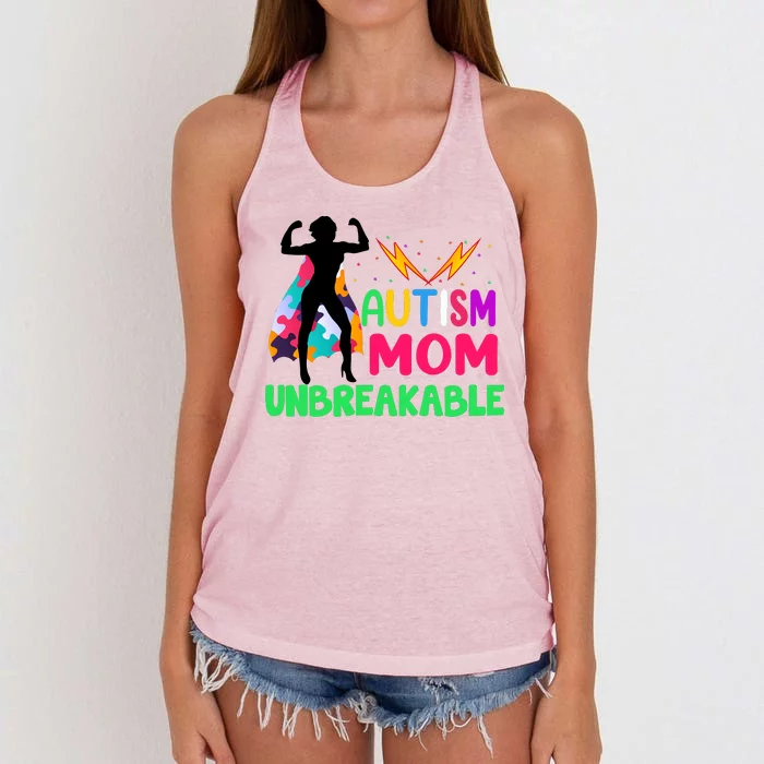 Autism Super Mom Unbreakable Women's Knotted Racerback Tank