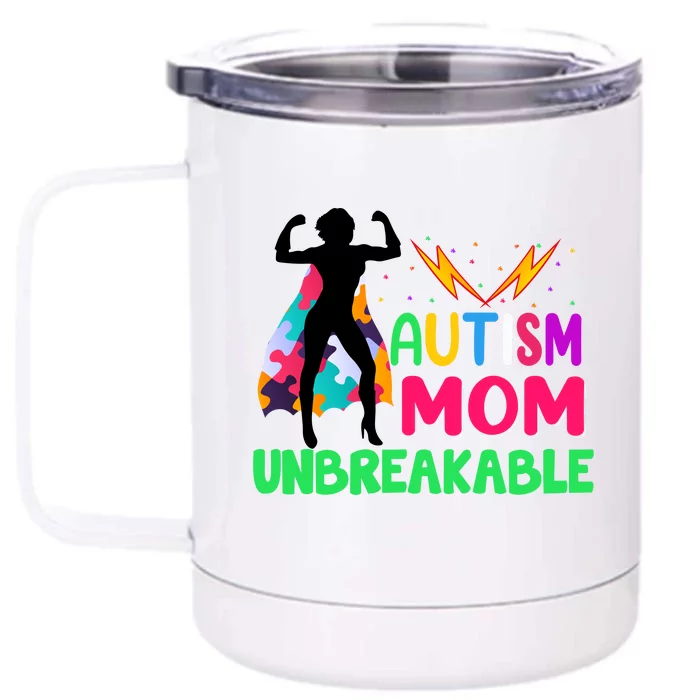 Autism Super Mom Unbreakable Front & Back 12oz Stainless Steel Tumbler Cup