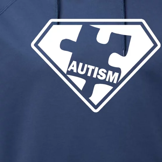 Autism Super Power Logo Performance Fleece Hoodie