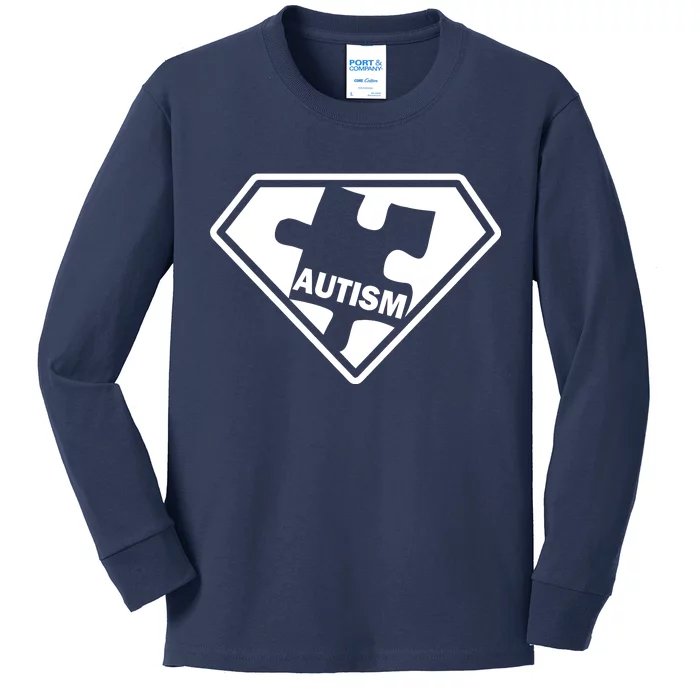 Autism Super Power Logo Kids Long Sleeve Shirt