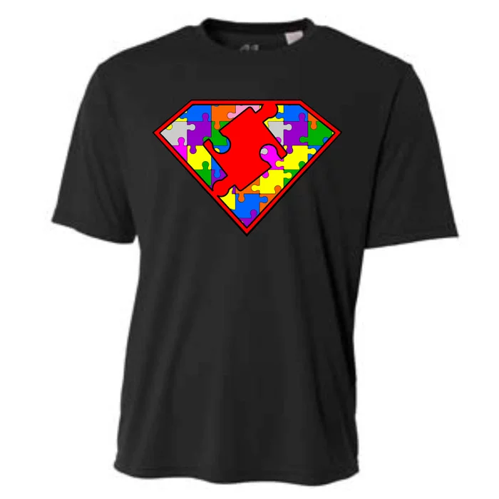 Autism Superhero Puzzle Crest Cooling Performance Crew T-Shirt