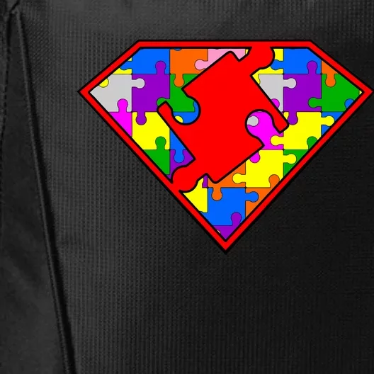 Autism Superhero Puzzle Crest City Backpack